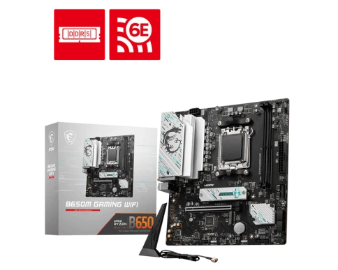 Материнская плата/ MB MSI AMD B650 sAM5, 2xDDR5(128GB), HDMI 2.1/DP, 1xPCIe 4.0x16, 1xPCIe 3.0, 1xLAN (2.5GbE), Wi-Fi, BT, 4xSATA 6Gb/s, 2xM.2, 1xUSB-C, 3xUSB 3.2, 2xUSB 2.0, mATX фото 5