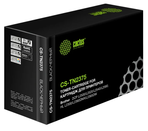-/ Картридж лазерный Cactus CS-TN2375 TN-2375 черный (2600стр.) для Brother DCP L2500/L2520/L2540/L2560 без чипа фото 1