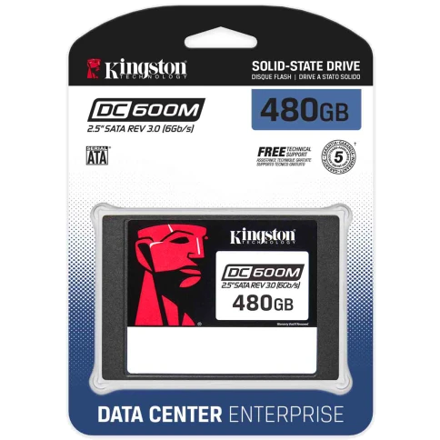 Твердотельный накопитель/ Kingston SSD DC600M, 480GB, 2.5" 7mm, SATA3, 3D TLC, R/W 560/470MB/s, IOPs 94 000/41 000, TBW 876, DWPD 1 (12 мес) фото 1