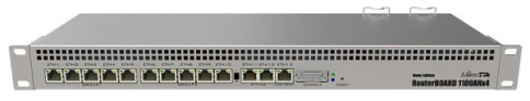 Маршрутизатор/ RB1100AHx4 Dude Edition Powerful 1U rackmount router with 13x Gigabit Ethernet ports, 60GB M.2 drive for Dude database фото 1