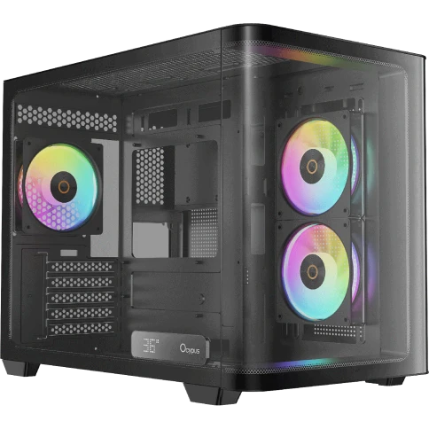 Корпус ПК без блока питания/ Case Ocypus Iota C50 Curve BK ARGB, Mini-Tower, TG, 3x120mm ARGB, 2xUSB-A 3.0 + 1xUSB-C, mATX, mITX Black фото 1