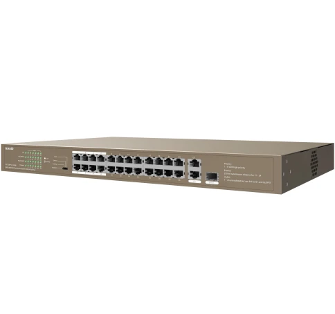 Коммутатор/ Tenda TEF1126P-24-250W 24FE+2GE/1SFP Rackmount Switch With 24-Port PoE фото 3