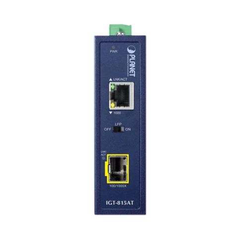 медиа конвертер/ PLANET IGT-815AT IP30 Compact size Industrial 100/1000BASE-X SFP to 10/100/1000BASE-T Media Converter (-40 to 75 C, LFP Supported) фото 2
