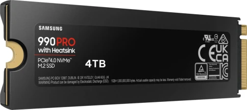 Твердотельный накопитель/ Samsung SSD 990 PRO, 4000GB, M.2(22x80mm), NVMe 2.0, PCIe 4.0 x4, V-NAND TLC, R/W 7450/6900MB/s, IOPs 1 400 000/1 550 000, DRAM buffer 4096MB, TBW 2400, DWPD 0.33, with Heatsink (12 мес.) фото 5