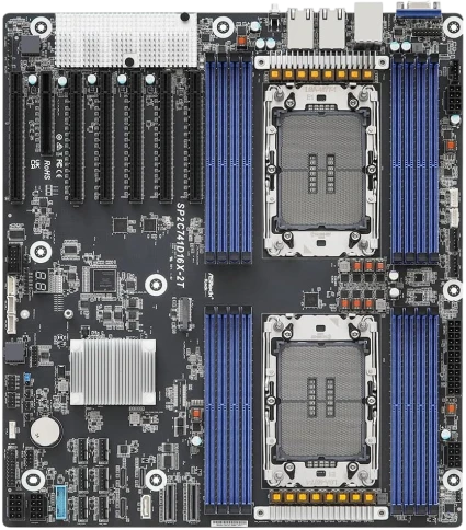 Материнская плата/ ASRock SP2C741D16X-2T, EEB, 2x LGA 4677 5th/4th Gen Intel Xeon Scalable, 16x DDR5 RDIMM, 6x PCIe5.0 x16, 1x PCIe5.0 x8, 2x MCIO (PCIE5.0 x8), 3x OcuLink (PCIE3.0 x4 or 4x SATA), 1x M.2 (PCIe3.0 x4 or SATA 6Gb/s), up to 13 SATA 6Gb/s, 2x фото 1