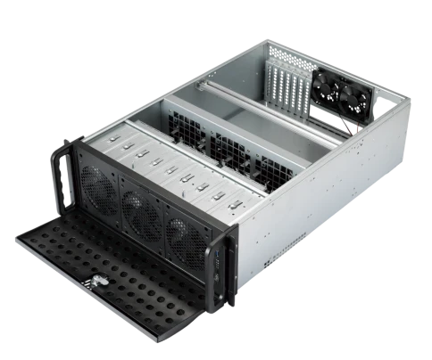 Серверный корпус/ Server case YCC YRM-46515A0, 4U, E-ATX, w/o PSU,int. 15x3,5" HDD bays, 3x120mm front fans, 3x120mm middle fans, 2xUSB 2.0, 7xFHFL PCIe slots, depth 650mm, support ATX PSU фото 2