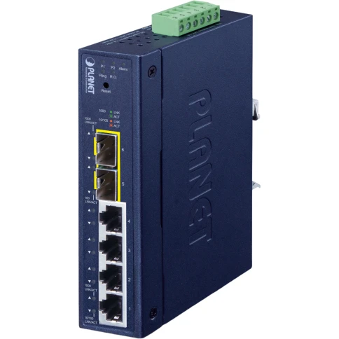 коммутатор/ PLANET IGS-4215-4T2S IP30 Industrial L2/L4 4-Port 10/100/1000T + 2-Port 100/1000X SFP Managed Switch (-40~75 degrees C, dual redundant power input on 9~48VDC/24VAC terminal block, supports ERPS Ring, CloudViewer app, MQTT and Cybersecurity fea фото 1