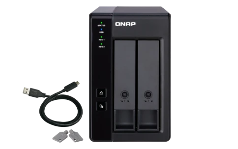 Полка расширения сетевого хранилища без дисков/ channel QNAP DAS TR-002 2-Bay 2.5/3.5 SATA  Type-C USB 3.1 Gen 1 (5 Gb/s ) Direct Attached Storage with Hardware RAID фото 1