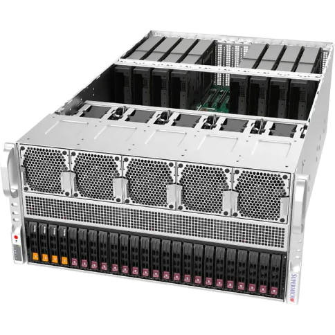 Платформа для сервера/ Supermicro GPU SuperServer AS-5126GS-TNRT 5U (2x Socket SP5 up 500W, 24x DDR5 6400, 2x 2.5" SAS/SATA3 + 4x NVMe 2.5" Hot-Swap, 9x PCI-E x16 (up to 8x GPU), 2x 10GbE, 6x2700W, IPMI) фото 1