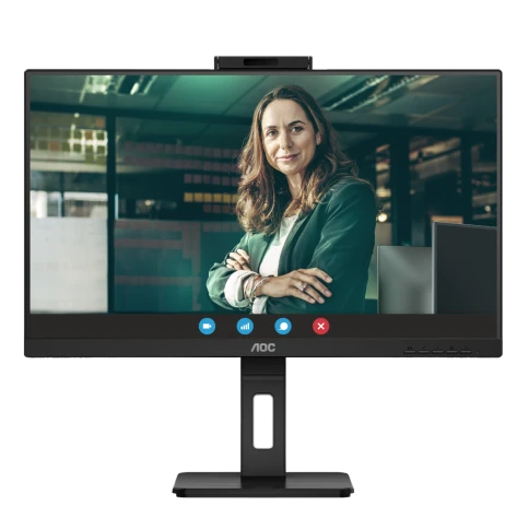 AOC Q27P3QW 27" 2560x1440, IPS, 75Hz, 50M:1, 350cd,  4ms, 2xHDMI 1.4, DisplayPort 1.2, 4xUSB 3.2, Camera 2.0mp, H. adj 150mm, pivot, Speakers, VESA, 3Y, Black фото 1