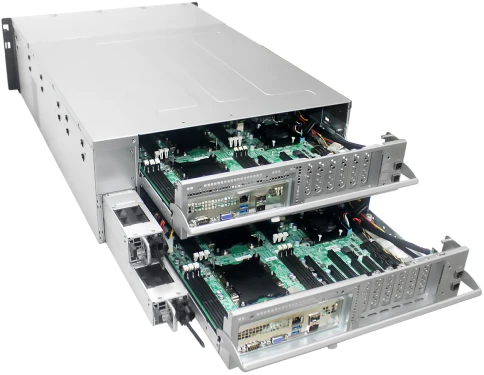 Серверная платформа/ HA401-VG, 4U, 2x2LGA-3647, 24-bay storage server, 24x SATA/SAS hot-swap 3.5"/2.5" universal bay, 2x canister, 4x 9mm 2.5" internal bay, 12G expander board with 2x SFF-8643, 2x SFF-8644, 1300W 1+1 redundant power supply, фото 3
