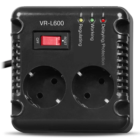 Стабилизатор SVEN VR-L 600, релейный, 200вт, 184-285в, 2 евророзетки, черный, габариты 118 ? 106 ? 112мм, 1.4кг./ Stabilizer SVEN VR-L 600, Relay, 200W, 184-285v, 2 euro outlets, black, 118 ? 106 ? 112mm, 1.4kg. фото 2