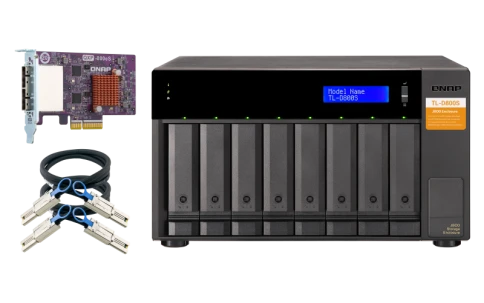 Полка расширения сетевого хранилища без дисков/ SMB QNAP TL-D800S SATA expansion enclosure, 8-tray 3,5"/2,5" w/o HDD. 2xSFF-8088, hardware RAID support, desktop version. фото 5