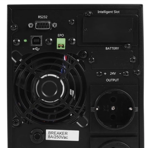 ИБП POWERMAN Online 1000 plus, LCD, двойного преобразования, 1000ВА, 900Вт, 2 евророзетки с резервным питанием, USB, RS232, слот SNMP, разъем EPO, внешний блок батарей (в комплект не входит), 215 х 315 х 365 мм., 5.2 кг./ UPS POWERMAN Online 1000 plus, LC фото 5