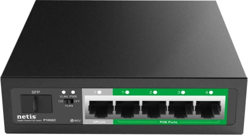 Коммутатор/ Коммутатор Netis P106GC (L2) 5x1Гбит/с 1SFP 4PoE 60W неуправляемый фото 3