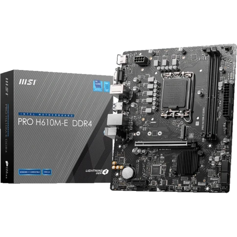 Материнская плата/ MB MSI INTEL H610 s1700, 2xDDR4(64GB), D-SUB/HDMI 1.4, 1xPCIe 4.0x16, 1xPCIe 3.0, 1xLAN, 4xSATA 6Gb/s, 1xM.2, 2xUSB 3.2, 4xUSB 2.0, 1xPS/2, mATX фото 1