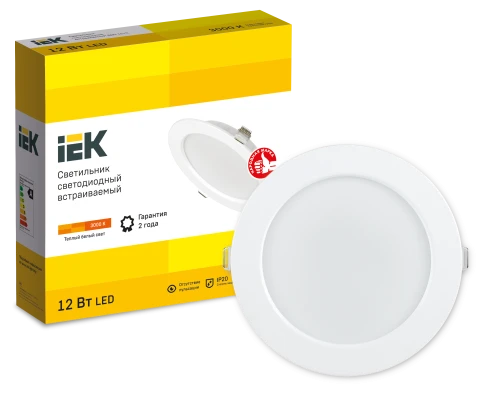 Светильник LED ДВО 1613 белый круг 12Вт 3000К IP20 IEK фото 3