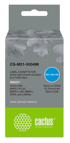 -/ Картридж ленточный Cactus CS-M21-500499 черный для Brady BMP21-PLUS, BMP21-LAB фото 1