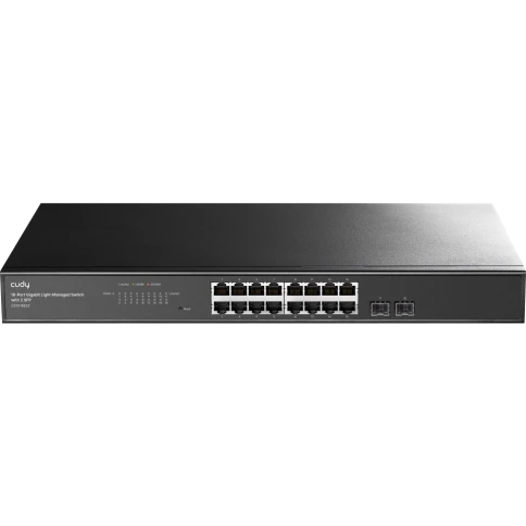 Коммутатор/ 16-Port Gigabit Light Managed Switch, 16 Gigabit RJ45 Ports, 2 Gigabit SFP ports, VLAN/Extend working mode DIP switch, Local management via Web GUI, support STP/RSTP, 802.1ab LLDP, Loop Detection, QoS, VLAN, SNMP, IGMP Snooping, DHCP Snooping, фото 1