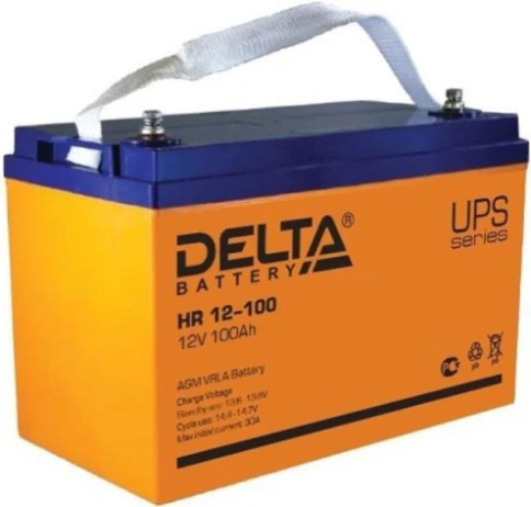 Батарея DELTA серия HR, HR 12-100, напряжение 12В, емкость 100Ач (разряд 10 часов),  макс. ток разряда (5 сек.) 900А, макс. ток заряда 30А, свинцово-кислотная типа AGM, клеммы под болт М6, ДxШxВ 330х171х215мм., вес 32кг., срок службы 10-12 лет./ Battery D фото 1