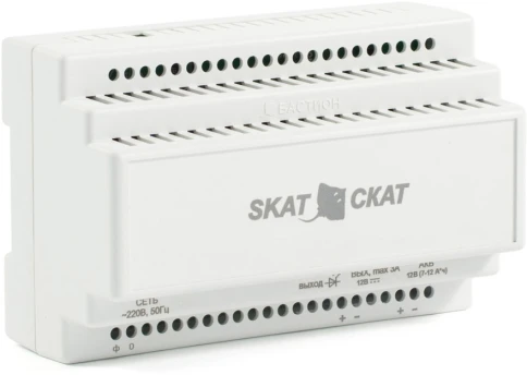 580 SKAT-12-3,0 DIN источник питания 12В 3А пластиковый корпус под DIN рейку 35 мм фото 1