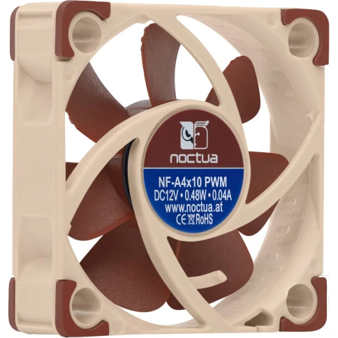 Кулер для корпуса/ Case Cooler Noctua NF-A4x10 PWM (40x40x10mm, 4-pin PWM, 5.2CFM, 19.6dBA, 5000RPM, Beige/Brown) фото 2