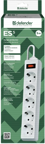 Defender ES 5 White (5 м, 5 розеток) фото 4