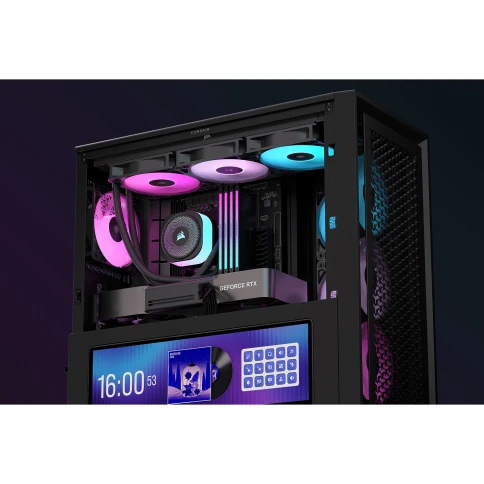 Корпус без блока питания/ Case Corsair Frame 4000D LCD RS ARGB, Midi-Tower, TG, 3x120mm ARGB, 2xUSB-A 3.2, 1xUSB 3.2 Type-C, E-ATX, ATX, mATX, mITX Black фото 6