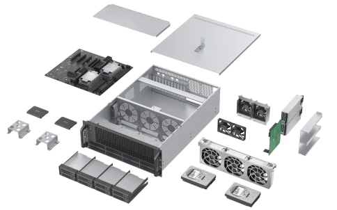 Серверный корпус/ Server case YCC YRM-46508A0, 4U, E-ATX, 8x3,5"/2,5" hotswap HDD bays, SAS/SATA 12GB/s  minisasHD backplane, 3x12038 PWM front fans, 2x8038 PWM rear fans, 2xUSB 3.0, 11xFHFL PCIe slots, depth 650mm, CRPS 1+1 2000W (2*CRPS2000D2) фото 5