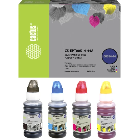 -/ Чернила Cactus CS-EPT00S14-44A 103 многоцветный набор 4x70мл для Epson L1110 Ecotank/L3100/L3101/L31 фото 5