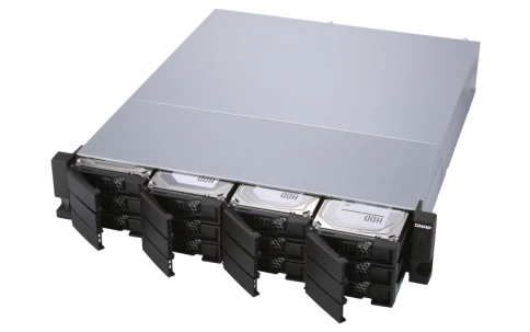 Полка расширения сетевого хранилища без дисков/ SMB QNAP TL-R1200S-RP SATA 6GB/s JBOD storage enclosure, 12-tray 3,5"/2,5" w/o HDD, 3 x SFF-8088, 2 PSU. Rackmount. W/o rail kit RAIL-B02 фото 1