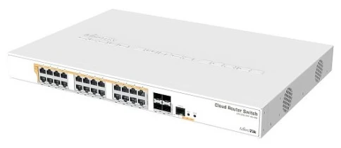 Коммутатор/ CRS328-24P-4S+RM Cloud Router Switch 24 port Gigabit Ethernet router/switch with four 10Gbps SFP+ ports in 1U rackmount case, Dual Boot and PoE output, 500W фото 2