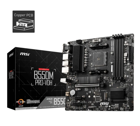 Материнская плата/ MB MSI AMD B550 sAM4, 4xDDR4(128GB), D-SUB/HDMI 2.1/DP, 1xPCIe 4.0x16, 2xPCIe 3.0, 1xLAN, 4xSATA 6Gb/s, 2xM.2, 4xUSB 3.2, 2xUSB 2.0, 1xPS/2, mATX фото 1