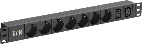 PDU 7 розеток нем. ст. + 2 С13 1U каб. 2м C14 фото 1