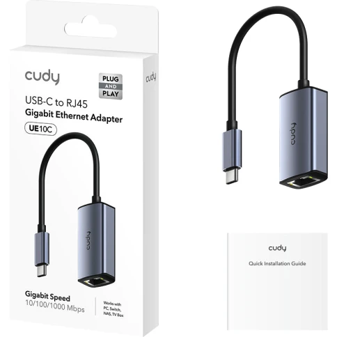 Адаптер/ Aluminum Portable USB-C to Gigabit Ethernet Adapter, Compatible with Laptop, MacBook, Surface, PC with Windows, XP, Mac/Linux and more фото 2