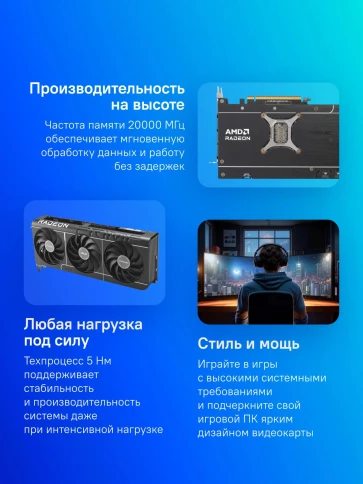 Видеокарта Asus PCI-E PRIME-RX9070XT-O16G AMD Radeon RX 9070XT 16Gb 256bit GDDR6 2175/20000 HDMIx2 DPx2 HDCP Ret фото 2