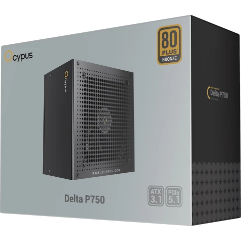 Блок питания ПК/ Power Supply Ocypus Delta P750, 750W 80+ Bronze (ATX, 3.1, Non modular, 1x24(20+4)pin, 2xCPU 8(4+4)pin, 3xPCIe*2 8(6+2)pin, 1x12V-2x6, 8xSATA3 , Active, 120x120mm, 150x140x86mm, APFC, black) фото 7