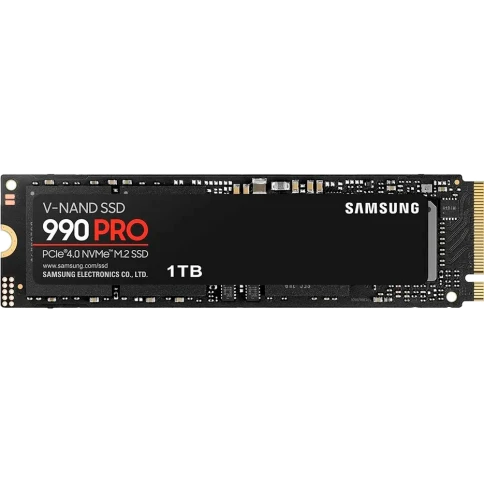 Твердотельный накопитель/ Samsung SSD 990 PRO, 1000GB, M.2(22x80mm), NVMe 2.0, PCIe 4.0 x4, V-NAND TLC, R/W 7450/6900MB/s, IOPs 1 200 000/1 550 000, DRAM buffer 1024MB, TBW 600, DWPD 0.33, with Heatsink (12 мес.) фото 1