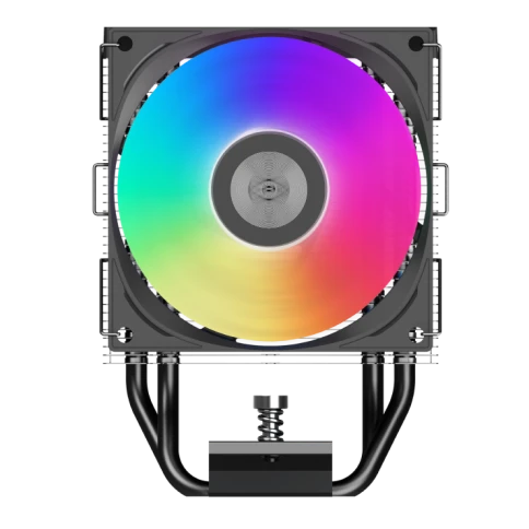 Кулер для процессора/ CPU Cooler PCCooler R400 ARGB BK (180W, 4-pin PWM, 133mm, Al/Cu, 4x6mm, ARGB, 1x92mm, 40.94CFM, 30dBA, 2200RPM, S: 1851/1700/1200/115X, AM5/AM4, black) фото 1