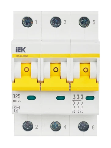 KARAT Авт. выкл. ВА47-60M 3P B 25А 6кА IEK фото 3