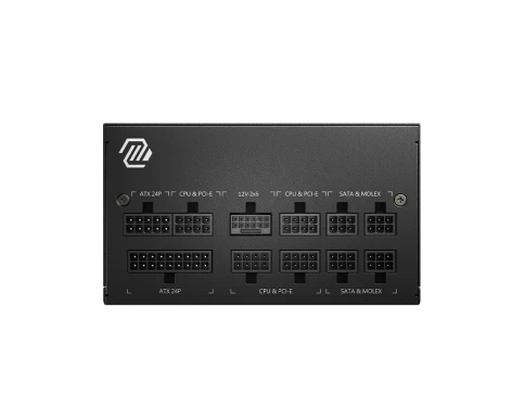 Блок питания ПК/ Power Supply MSI MAG A850GL PCIE5, 850W 80+ Gold (ATX, 3.0, PCIe 5.0, Full modular, 1x24(20+4)pin, 2xCPU 8(4+4)pin, 4xPCIe*2 8(6+2)pin, 1x12VHPWR, 8xSATA3, 4xMOLEX4pin, Active, 120x120mm, 150x140x86mm, APFC, black) фото 2
