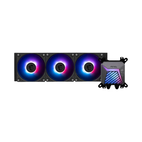 Система жидкостного охлаждения/ Water Cooling System MSI MAG CORELIQUID A15 360 (300W, 360mm, Black, ARGB/ Fans: 3x120mm, 64.89CFM, 28.7dBA, 2050RPM/ Pump 20dBA, 3400RPM, Rad thickness 27mm/ S: 1851, 1700, AM5, AM4) фото 1