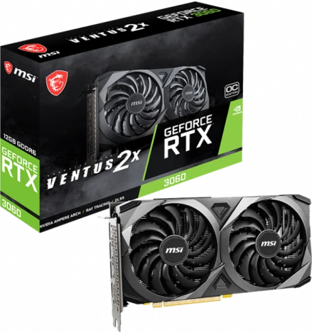 Видеокарта/ VGA MSI NVIDIA GeForce RTX 3060 VENTUS 2X 12G OC 12GB, GDDR6/192-bit, PCIe 4.0, 1xHDMI 2.1, 3xDP, 2.5-slot фото 1