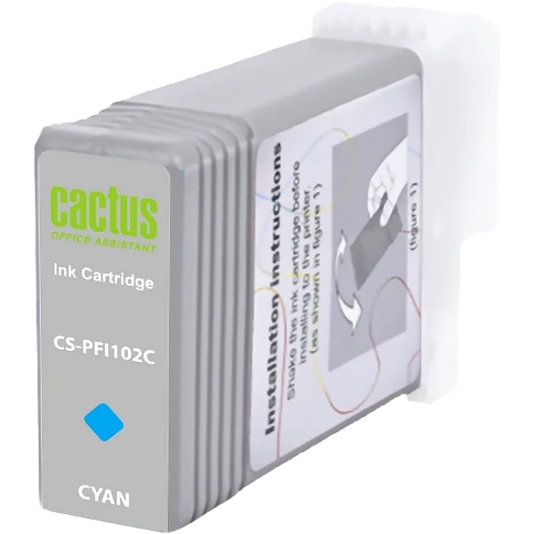 -/ Картридж струйный Cactus CS-PFI102C синий (130мл) для Canon IP iPF500/iPF600/iPF700/ MFP M40/iPF765/ фото 1