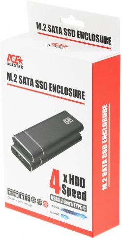 Внешний корпус SSD AgeStar 3UBNF5C SATA III USB 3.0 USB 3.0 Type-С алюминий черный M2 2280 B-key фото 7