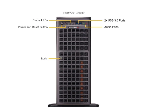Серверная платформа/ GPU SuperServer SYS-741GE-TNRT (X13DEG-QT, CSE-749TS-R2K05BP) (2 x LGA-4677, 16xDDR5 Up to 4TB, 8x 3.5" NVMe/SATA/SAS, 2 M.2 NVMe for boot drive only, 4x PCIe 5.0 x16 (double-width) slots, 3x PCIe 5.0 x16 (single-width) slots, 2x фото 4