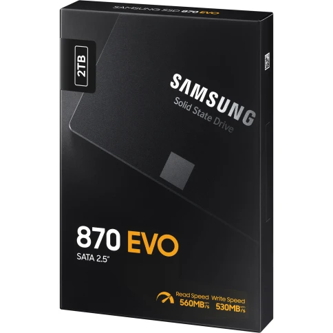 Твердотельный накопитель/ Samsung SSD 870 EVO, 2000GB, 2.5" 7mm, SATA3, 3-bit MLC, R/W 560/530MB/s, IOPs 98 000/88 000, DRAM buffer 2048MB, TBW 1200, DWPD 0.33 (12 мес.) фото 9