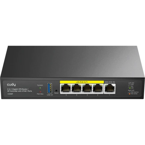 Маршрутизатор/ 2-IN-1 Gigabit VPN Router / AP Controller with 4 PoE+ Ports фото 1