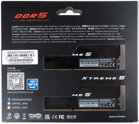 Оперативная память DDR5 2x24GB 8200MHz Patriot PVX548G82C38K Viper Xtreme 5 RTL Gaming PC5-65600 CL38 DIMM ECC 288-pin 1.45В с радиатором Ret [PVX548G82C38K] фото 8