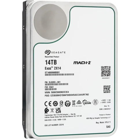 Жесткий диск/ HDD Seagate SAS 14Tb  Exos 2X14 7200 256Mb OFFICIAL RECERTIFIED 1 year warranty (Only HBA + software RAID) (replacement ST14000NM004J, ST14000NM002G, MG09SCA14TE, ST12000NM004J, ST12000NM002G) фото 1